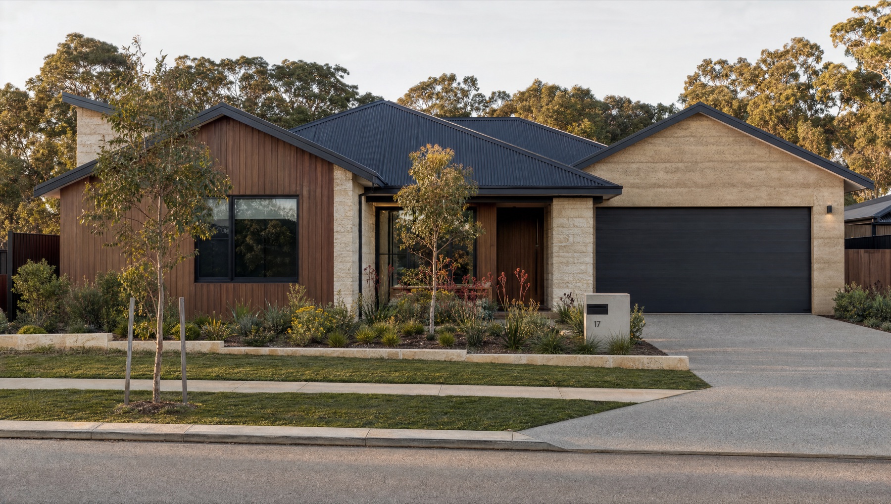 A newly landscaped front garden at Rapids Landing