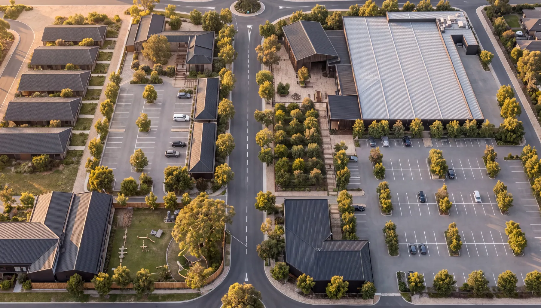 Aerial view of the future Village Centre